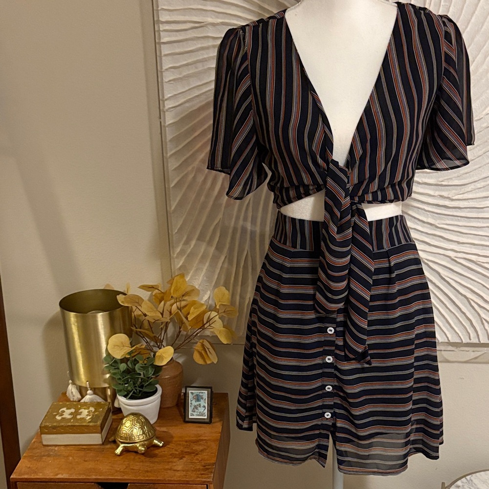 Striped Skirt Two Piece Set